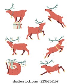 Illustration set of Christmas Reindeer.