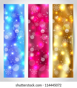 Illustration set Christmas wallpaper with snowflakes - vector