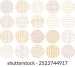 Illustration set of circles with various hand drawn style stitch and knit patterns