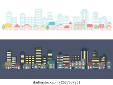 Illustration set of cityscapes and buildings