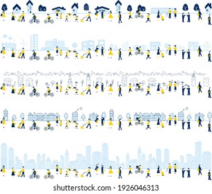 illustration set of city,town, factory area and lifestyle people