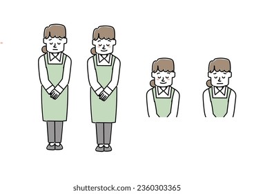 Illustration set of clerks bowing