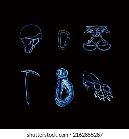 Illustration of a set of climbing equipment.
