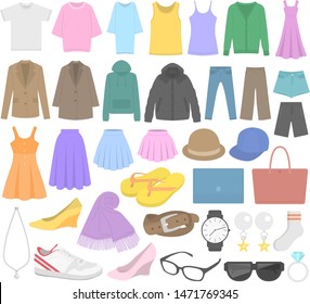 Illustration set of clothes and accessories.