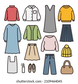 Illustration set of clothes and fashion accessories