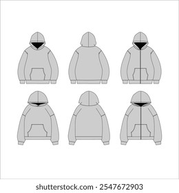 Ilustración de un conjunto de ropa. Sudaderas con capucha