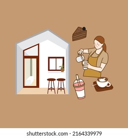 ilustración de set coffee cafe free vector