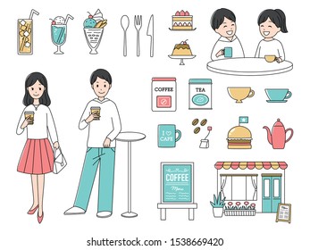 illustration set of coffee shop