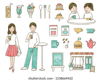 illustration set of coffee shop