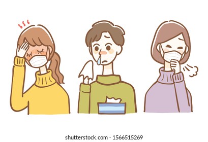 Illustration set of cold symptoms