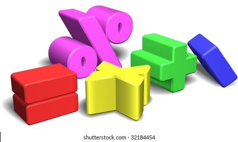 An Illustration Of A Set Of Colorful 3d Math Symbols Or Signs