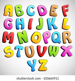 illustration of set of colorful alphabets on abstract background