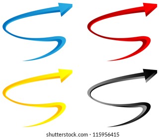 illustration of set of colorful arrow on white background