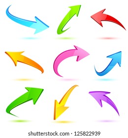 illustration of set of colorful arrow on white background