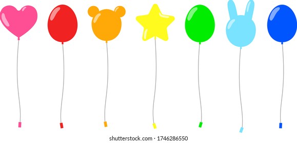 Illustration set of colorful balloons : Animal shapes, star, heart