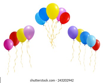 An illustration of a set of colorful balloons. Isolated on white