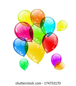 Illustration set colorful balloons on white background for your holiday - vector