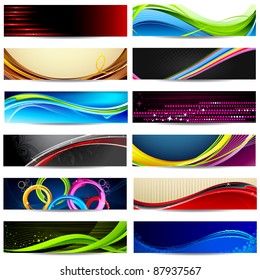 illustration of set of colorful banner background