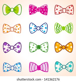 illustration set of colorful bow tie in different colors