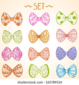 illustration set of colorful bow tie in different colors
