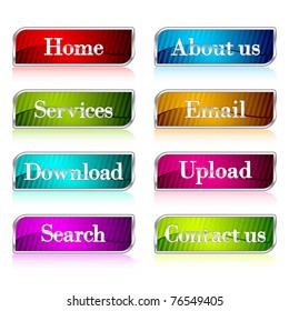 illustration of set of colorful button for web on isolated background