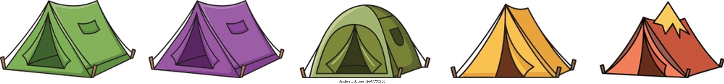 Illustration Set of Colorful Camping Tents