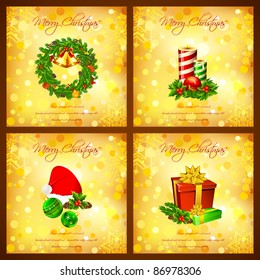 illustration of set of colorful christmas card with different element