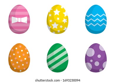 Illustration set of colorful easter eggs