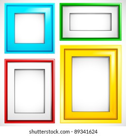 illustration of set of colorful empty frame in different shape