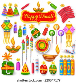 illustration of set of colorful firecracker for Diwali holiday fun