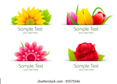 illustration of set of colorful flower in banner