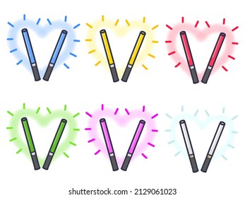 Illustration set of colorful glowing penlights