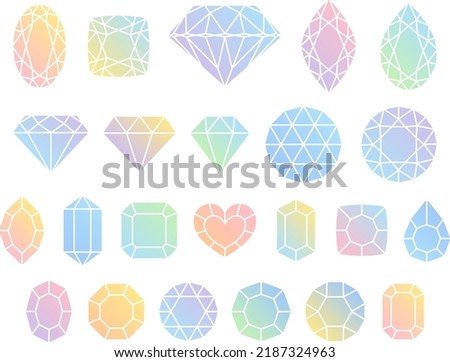 Illustration set of colorful gradient gems