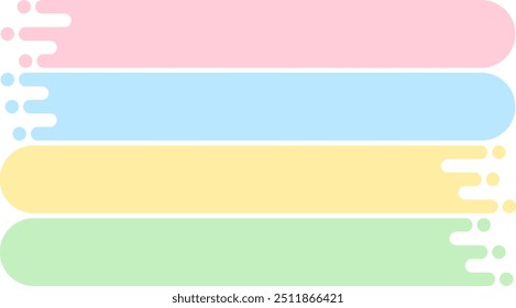 Conjunto de ilustración de coloridos marcos Horizontales decorados con líneas onduladas simbólicas que dan una sensación de velocidad en un lado