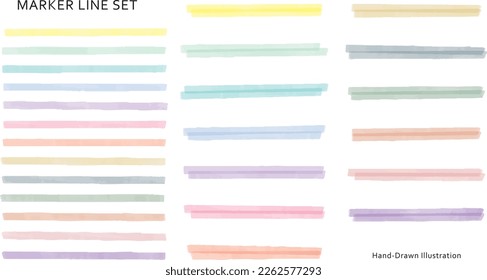 Illustration set of colorful marker lines