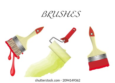 illustration of set of colorful paint brush stroke