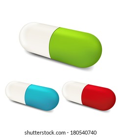 Illustration set colorful pills isolated on white background (2) - vector