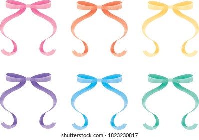 Illustration set of colorful ribbons drawn with colored pencils