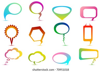 illustration of set of colorful speech bubble on isolated background