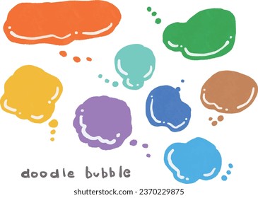 Illustration set of colorful watercolor cloud-shaped speech bubbles
