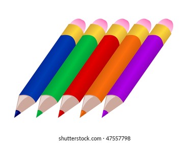 Illustration set colors pencils - vector