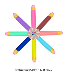 Illustration set colors pencils - vector