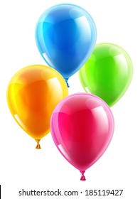 An illustration of a set of colourful birthday or party balloons