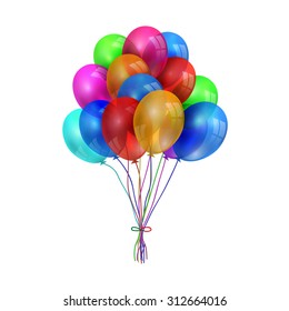 An illustration of a set of colourful birthday or party balloons