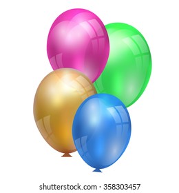 An illustration of a set of colourful birthday or party balloons