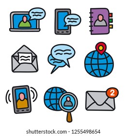 illustration of set communication icons for computer applications