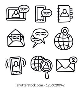 Illustration Set Communication Icons Network Applications Stock Vector ...