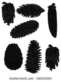 illustration with set of cones isolated on white background