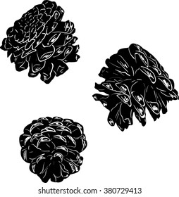 illustration with set of cones isolated on white background