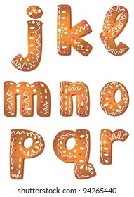 illustration of a set cookie letters J to R